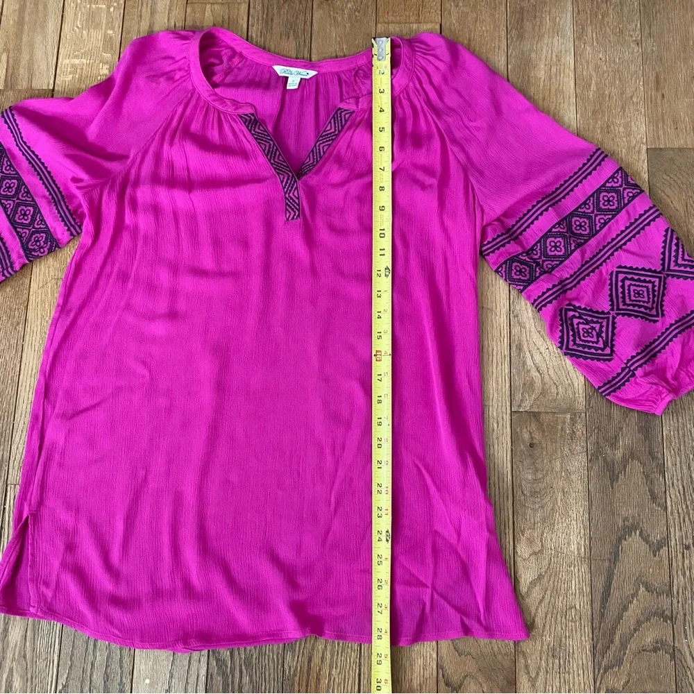 The Pioneer Woman Embroidered Peasant Top Womens Size Small Fuchsia Boho